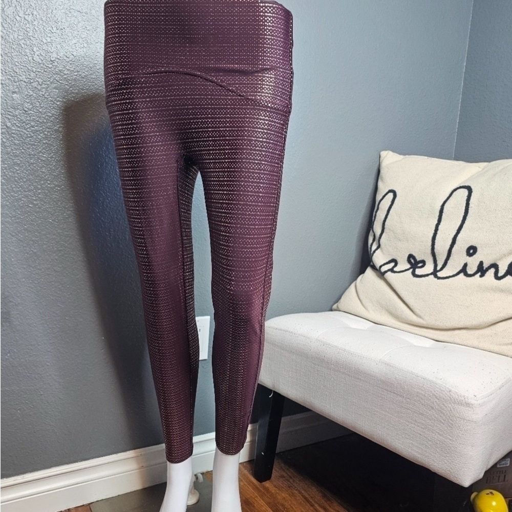 SPANX Maroon and Silver Leggings size Large